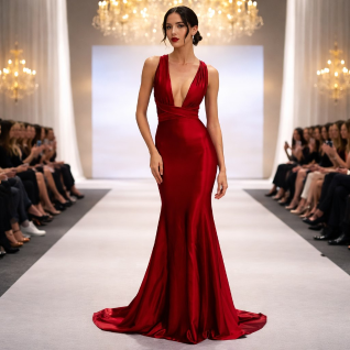 Платье со шлейфом Fatale Red