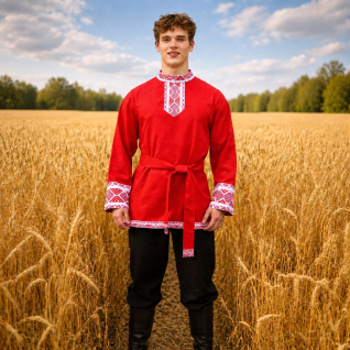 Прокат рубаха русская народная мужская красная