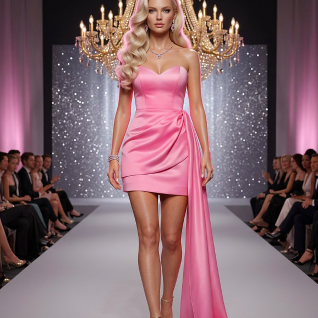 Платье розовое со шлейфом Barbie