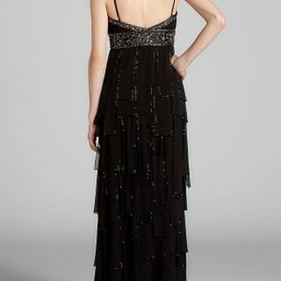 Платье Sue Wong  Black Silk Ruffle Gown
